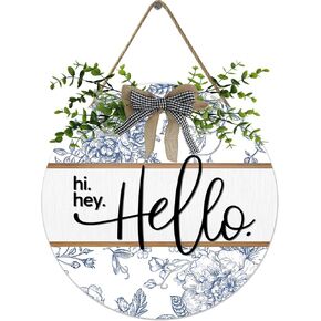 Home Decor Door Sign "HELLO", Flower Welcome home sign on front door, Rustic Farmhouse Home Wall Decor 12x12 inches