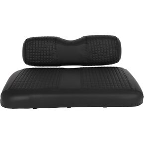 Golf Cart Seat Covers for EZGO TXT Front Seat Cushion, Vinyl Leather Made, Adjustable Straps and Retractable Buckle, No Stapler Required - Brown and Black