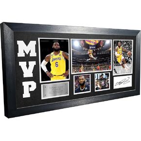 MVP Black or White LeBron James Los Angeles LA Lakers Signed Autographed Photo Photograph Picture Frame Basketball Poster Gift (Black Mount)