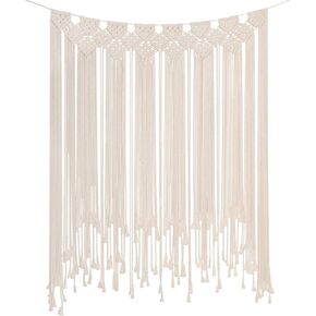 RLoncomix Boho Macrame Wall Hanging, Large Woven Tapestry Wall Art Bohemian Cotton Handmade Macrame Backdrop for Wedding Living Room Gallery Bedroom, Beige, 39"x 45"