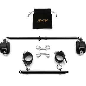 TMEOIIPY Home Yoga bar, 2Pcs Restore Pilates Spreader Bar with 4 Adjustable Strap, Exercise Guide, 4 Rings, Sports Aid Training Fitness Gear