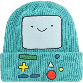 Concept One Adventure Time Beanie Hat, Finn Cosplay Winter Knit Cap with Snap Button, White, One Size