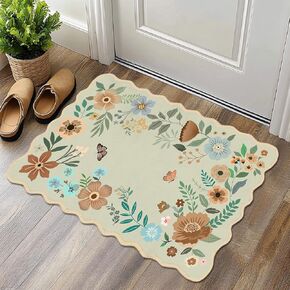 Floral Rug for Hallways 2x6 Hallway Rugs Black Throw Rug Stain Resistant Boho Rug Florals Area Rug Kitchen Runner Rugs Washable Rug Non-Slip Floor Carpet Runners for Bedroom,Laundry,Bathroom