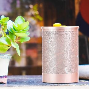Metal Electric Wax Melter Scented Candle Warmer Hollow-Carved Design with LED Light for Home Gifts Bedroom Wedding Party Yoga Room - Melt Fragrance Warmer (Rose Gold)