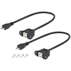Mini USB Printer Cable, Mini USB Male to USB B Femle Data Charging Adapter Cable Mini USB Male to USB Type B 2.0 Female Extension Panel Mount Cable with Screws [30cm/1ft-Mini-2pack]