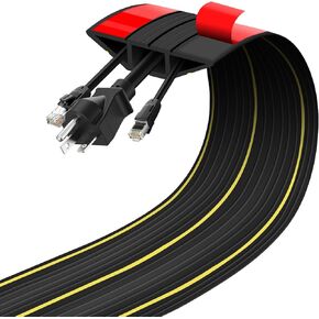 10Ft Floor Cable Cover, Cord Covers for Wires on Floor, Self Adhesive Wire Covers Cable Protector 3 Channels Heavy Duty PVC Duct Extension Cord Covers Hider for Indoor Outdoor, Black