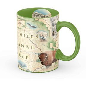 Mount Rushmore, Black Hills National Forest, Devils Tower Map Ceramic Mug (Large 16oz)