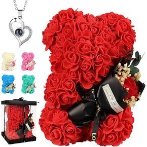 Valentines Day Gifts for Her Rose Bear Romantic Valentines Day Gifts for Girlfriend Wife,Rose Teddy Bear Women Gifts, Flower Bear with Rose Bouquet Teddy Bear Valentines Day