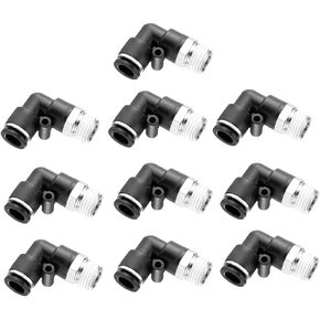 10PCS Pneumatic Composite Male Elbow Push To Connect Air Fittings 1/4 inch tubing O.D. x 1/4 NPT Thread-PL1/4-N02