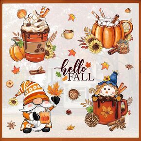 Mfault Happy Fall Y'all Dog Cat Window Clings 4 Sheets, Autumn Golden Retriever Labrador Tuxedo Cat Stickers Decals Decorations, Maple Leaves Home Kitchen Bedroom Living Room Decor Pet Lovers Gifts