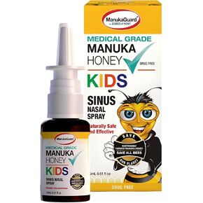ManukaGuard Medical Grade Manuka Honey Natural Nasal Spray with Saline Solution for Congestion Support, Sinus and Allergy Relief, Nasal Moisturizing, New Zealand Honey, MGO 600, 0.65 fl oz Bottle