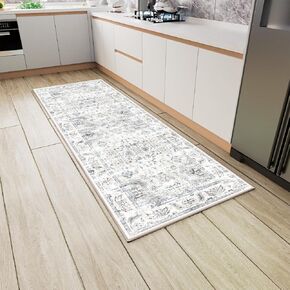 Runner Rug - 2x6 for Hallways Kitchen Runner Rug Non Slip Washable Runner Rugs with Rubber Backing Soft Low Pile Lightweight Rugs Rug Runner for Kitchen, Laundry, Bedroom (Light Brown/2x6FT)