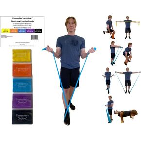 Therapist’s Choice® Resistance Bands for Working Out, Physical Therapy Bands, Elastic and Exercise Bands Set for Stretching, Suitable for Rehab, Yoga, Pilates, Gym, Home Exercise
