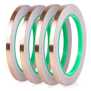 BOMEI PACK 4 Pack Copper Tape with Double-Sided Conductive,1/2 Inch x 66 Ft,Copper Foil Tape for EMI Shielding Stained Glass Supplies Soldering Electrical Repairs Paper Circuits Grounding