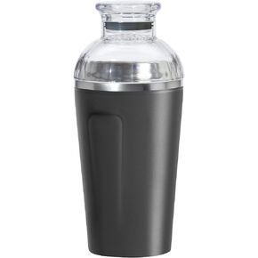 OGGI Groove Insulated Cocktail Shaker-17oz Double Wall Vacuum Insulated Stainless Steel Shaker, Tritan Lid has Built In Strainer, Ideal Cocktail Mixer, Martini Shaker, Margarita Shaker, Wood Grain