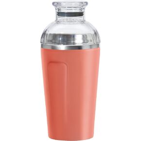 OGGI Groove Insulated Cocktail Shaker-17oz Double Wall Vacuum Insulated Stainless Steel Shaker, Tritan Lid has Built In Strainer, Ideal Cocktail Mixer, Martini Shaker, Margarita Shaker, Wood Grain