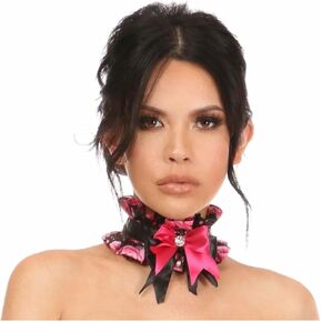 Daisy corsets Women's Plus Size Kitten Collection Pink Floral Satin Choker, Queen