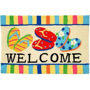 Bright Colors Flip Flop Welcome Accent Area Rug