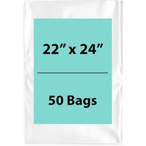 Multiple Sizes Clear Flat Poly Bags - 24"x36" & (50 Bags) 2Mil Flat Open Top Plastic Packaging Packing | Flexible and Durable Plastic Bags | Low-Density Polyethylene (LDPE)
