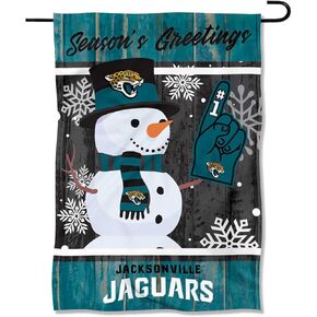 Jacksonville Jaguars Holiday Winter Snow Garden Flag Double Sided Banner