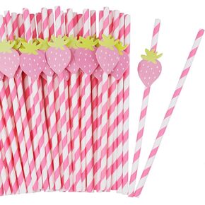 50 Pcs Orange Striped Paper Straws Disposable Drinking Straws Orange Fruit Straws for Fall Leaf Autumn Wedding Baby Shower Decorations Birthday Party Supplies, 0.24 X 7.76 Inches