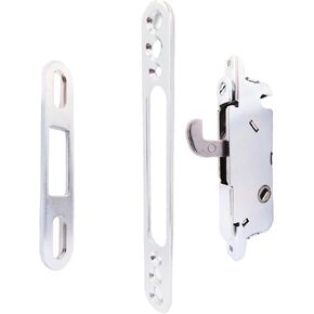 elox Sliding Patio Door Lock with 45 Degree Keyway, Adjustable Bolt Projection, Round End Faceplate, Suitable for Glass Door, Narrow Stile Aluminum and Wooden Door (22mm Backset, Zinc Plated)