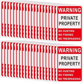 Posted No Trespassing Signs Private Property Weatherproof No Hunting Signs 10x7" Reflective Aluminum Posted Signs for Warning No Hunting Fishing Trapping Indoor Outdoor Use (40 Pcs)
