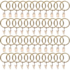 uxcell 44 Pack Curtain Rings with Clips, 1.5" Interior Diameter Curtain Clip Rings Hooks for Hanging Drapery Vintage Decorative Rustproof Drapery Ring with Hooks, White