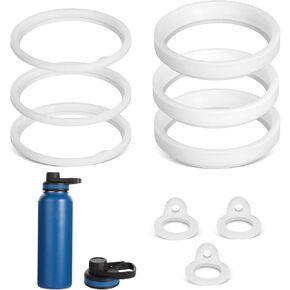9pcs Water Bottle Gasket Replacement, Silicone Sealing Rings Gaskets Water Bottle Accessories Parts White Airtight Silicone Gaskets for Thermoflask 40oz Water Bottle Straw Lid Chug Cap & Spout
