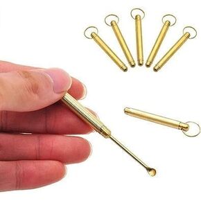 5Pcs Gold Fashion Men Metal Keychain Shape Gold Multifunction Earpick Earwax Cleaner Spoon Folding Ear Pick Spoon Earwax Removal in Kuwait
