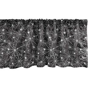 Lunarable Goth Window Valance, Pattern of Spooky Spiders and Web Halloween-Themed Layout in Monochrome, Curtain Valance for Kitchen Bedroom Decor with Rod Pocket, 54" X 18", Charcoal Grey