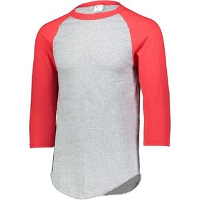 Augusta Sportswear mens Baseball Jersey 2.0 3 4 Sleeve, Athletic Heather/Red, 3X-Large US