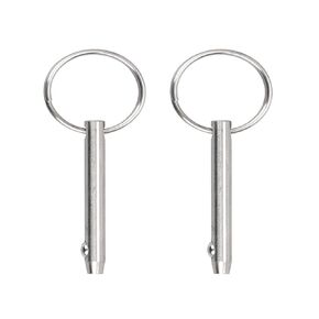 2 PCS Marine 316 Stainless Steel Quick Release Pin Bimini Top Pin, Diameter 1/4"(6.3 mm), Overall Length 2.56"(65 mm), Usable Length 2"（51 mm)