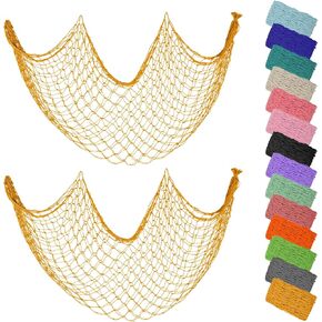 ZUEXT Decorative Fishing Net 80x40 Inch, 2 Pack Large Dark Grey Picture Fish Net, Wall Photo Hanging Fishnet for Nautical Mermaid Pirate Ocean Themed Hawaii Beach Under The Sea Party Decorations