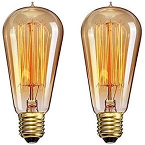 CTKcom Vintage Edison Light Bulbs(2 Pack)- 40W ST58 Vintage Squirrel Cage Filament E26/E27 Base,Antique Incandescent Bulb,Vintage Teardrop Top Lamps for Home Light Fixtures E26/E27 110V-130V