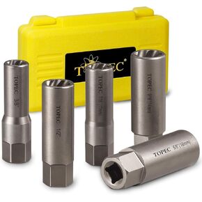 Topec 28PCS Deep Bolt Extractor Set, 3/8" Drive Bolt Extractor Kit, Spark Plug Extractor Socket Set, Lug Nut Removal Tool for Stripped, Broken, Rounded Bolts Lug Nut Stud Remove