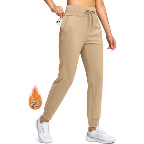 Soothfeel Women's Fleece Lined Joggers Water Resistant High Waisted Sweatpants Winter Warm Thermal Running Hiking Pant Pocket