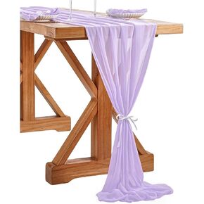 White Chiffon Table Runner 1Piece 27x120 Inches Long Table Runners Elegant Sheer Fabric for Outdoor Wedding Party Table Decoration