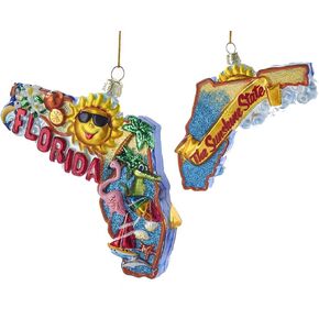 Kurt Adler 5-Inch Double Sided Florida Cityscape Glass Ornament