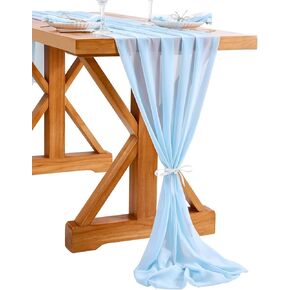 White Chiffon Table Runner 1Piece 27x120 Inches Long Table Runners Elegant Sheer Fabric for Outdoor Wedding Party Table Decoration