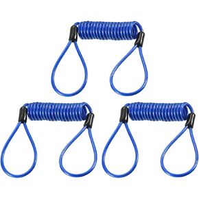 3 Pack Disc Lock Security Steel Cable - Plastic Coated Spring Reminder Wire Anti-Theft Rope, Apply to Outdoors Protection (3.5mmx1.5m, Orange)