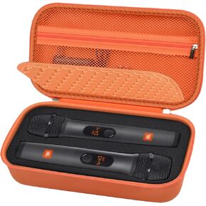 Wireless Microphone Case Compatible with JBL Wireless Two Microphone System, Handheld Dual Mic Travel Storage Bag for Receiver, Batteries and Other Accessories - Black (Box Only)