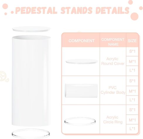 FUHSY Cylinder Pedestal Stand 5 PCS Clear Cylinder Stands for Party Round Cake Pillar Stand Display Cylinders for Parties Stand Acrylic Cylinder Plinth Stand for Birthday Dessert Garden Indoor Outdoor in Saudi Arabia