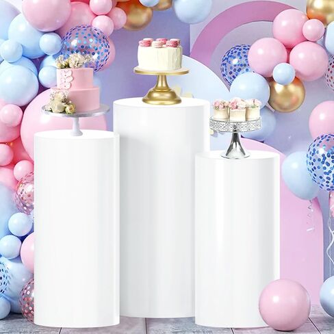 FUHSY Cylinder Pedestal Stand 5 PCS Clear Cylinder Stands for Party Round Cake Pillar Stand Display Cylinders for Parties Stand Acrylic Cylinder Plinth Stand for Birthday Dessert Garden Indoor Outdoor in Saudi Arabia
