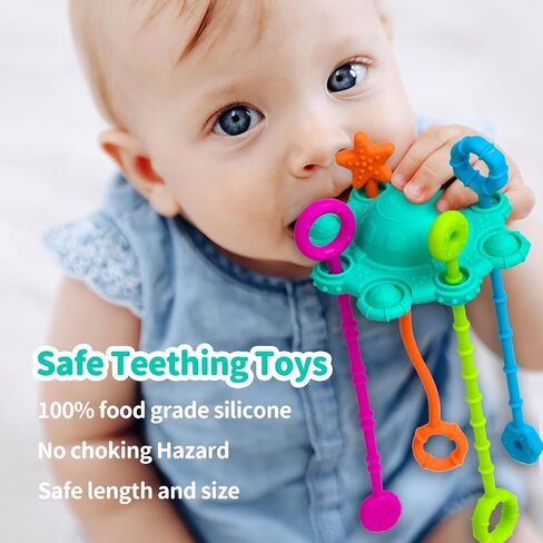 Montesorri-Toys - Montessori Pull String Toy - Made of 100% Food Grade Silicone with Built-in Rattle Function and Easy to Clean Design (Cream Color) in Saudi Arabia