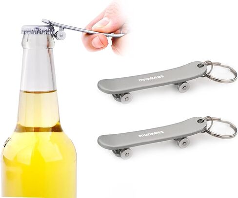 Skate Bottle Opener Keychain 2 Pack Aluminium Key Beer Opener, Outdoor Travel Accessories Black in Saudi Arabia