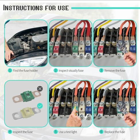 3 قطع AMI/Midi Fuse، 80A High Current Fuse Bolt-on Fuse، حوامل وHigh Current Bolt-on Midi Fuse، ملحقات السيارة MEGA/AMG/ANM المسمار فيوز عالمي للسيارات ومركبات البناء (80A) in Saudi Arabia
