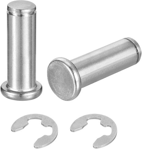 uxcell 2Set M12x75mm 304 الفولاذ المقاوم للصدأ أسطواني رمح المفاجئة تحديد موقع دبوس، رأس مسطح مخدد المفصلي موقف اسطوانة دبوس مع حلقة الاحتفاظ بمشبك E، فضي in Saudi Arabia