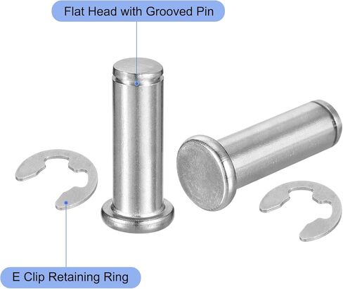 uxcell 2Set M12x75mm 304 الفولاذ المقاوم للصدأ أسطواني رمح المفاجئة تحديد موقع دبوس، رأس مسطح مخدد المفصلي موقف اسطوانة دبوس مع حلقة الاحتفاظ بمشبك E، فضي in Saudi Arabia