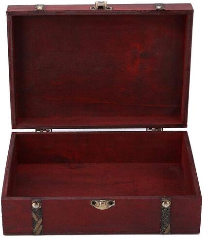 ZJchao Vintage Keepsake Box, Hand-Made Treasure Decorative Box Old-Fashioned Antique Decoration Displays Crafts Wooden Photo Storage Box for Home, Office in Saudi Arabia